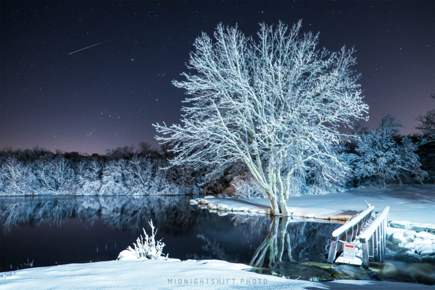 Frozen Night in Adamsville, Rhode Island.