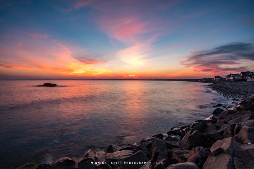 Sunset at Gooseberry Island in Westport, Massachusetts