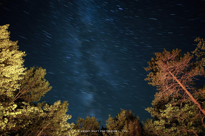 Star trails over brownfield, maine 2018