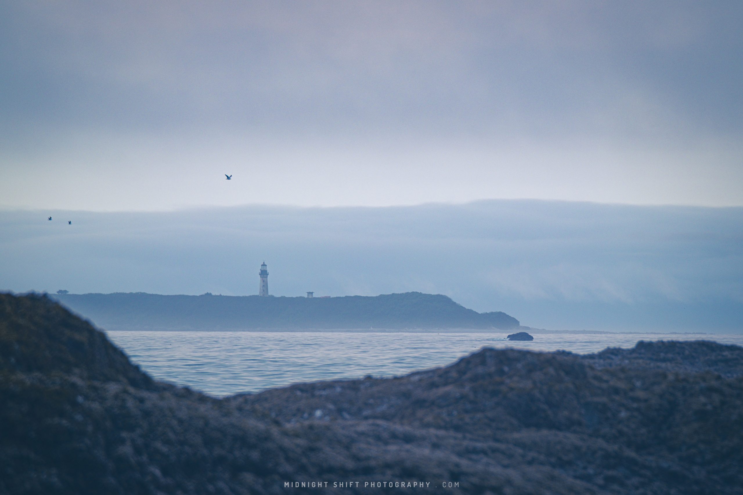 Destruction Island Lighthouse through the fog